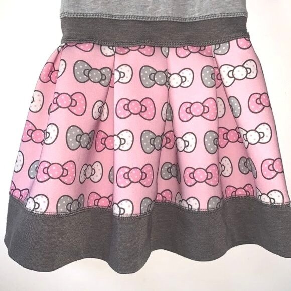 Hello Kitty Girls Dress Size 5 By Sanrio Gray & Pink Bow Print - Picture 5 of 8